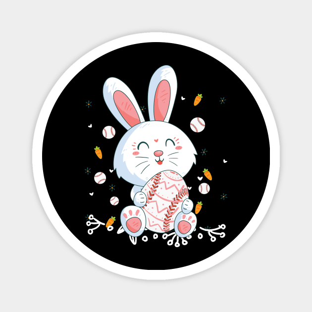 Cute Rabbit Love Baseball Costume Gift Magnet by Ohooha